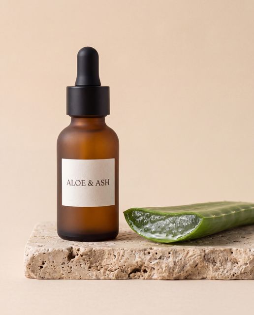 Skincare studio shot for Aloe & Ash